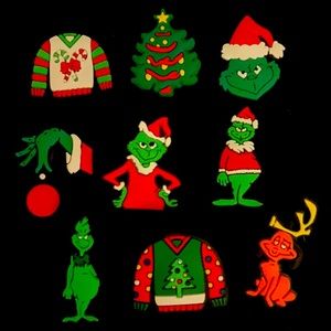 9pc Christmas Grinch Croc Charms